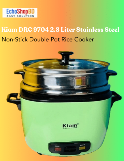 Kiam DRC 9704 2.8 Liter Stainless Steel + Non-Stick Double Pot Rice Cooker