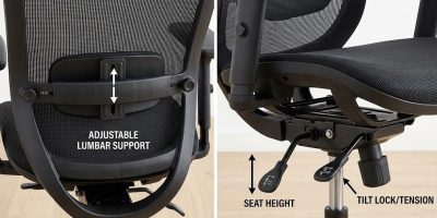 How to Choose the Best Ergonomic Chair for Small Spaces: A Practical Guide Adjustable lumbar support and seat height mechanism detail on a compact Best Ergonomic Chair — Echoshopbd quality inspection